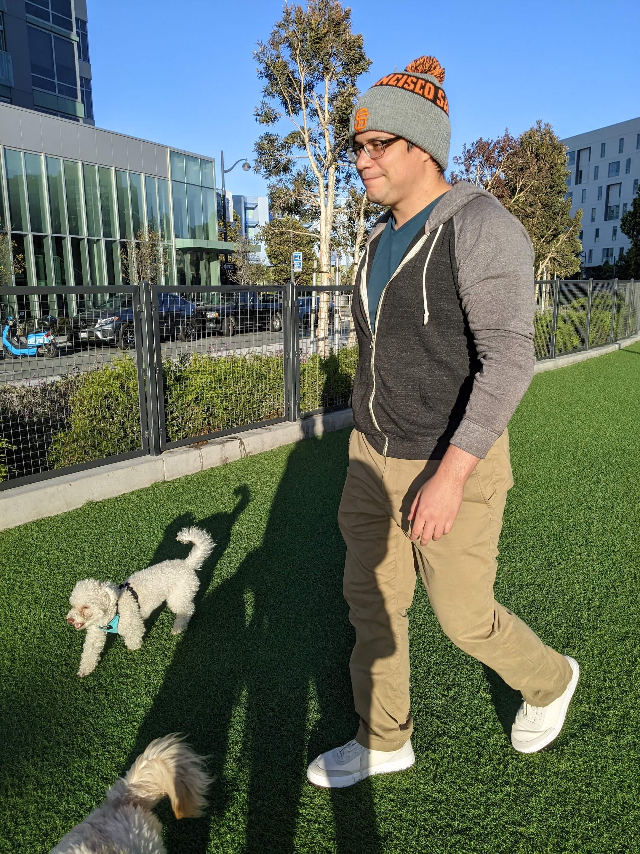 Me, at the dog park with my best friend.